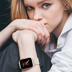 Apple Watch Ultra Seri 49mm Uyumlu Ironweft Döküm Çelik Metal Kordon Starlight