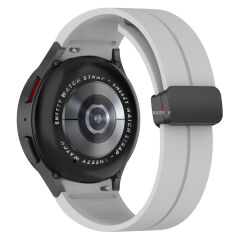 Samsung Galaxy Watch 6 40 43 44 47mm Uyumlu Kavisli Coastal Manyetik Tokalı Silikon Kordon Gri - Gri