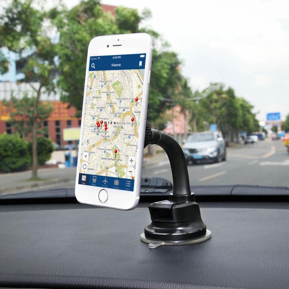 Araç İçi Manyetik Telefon Tutucu Vantuzlu Esnek Boyunlu Dashboard ve Cam Uyumlu 360° Döner Stand