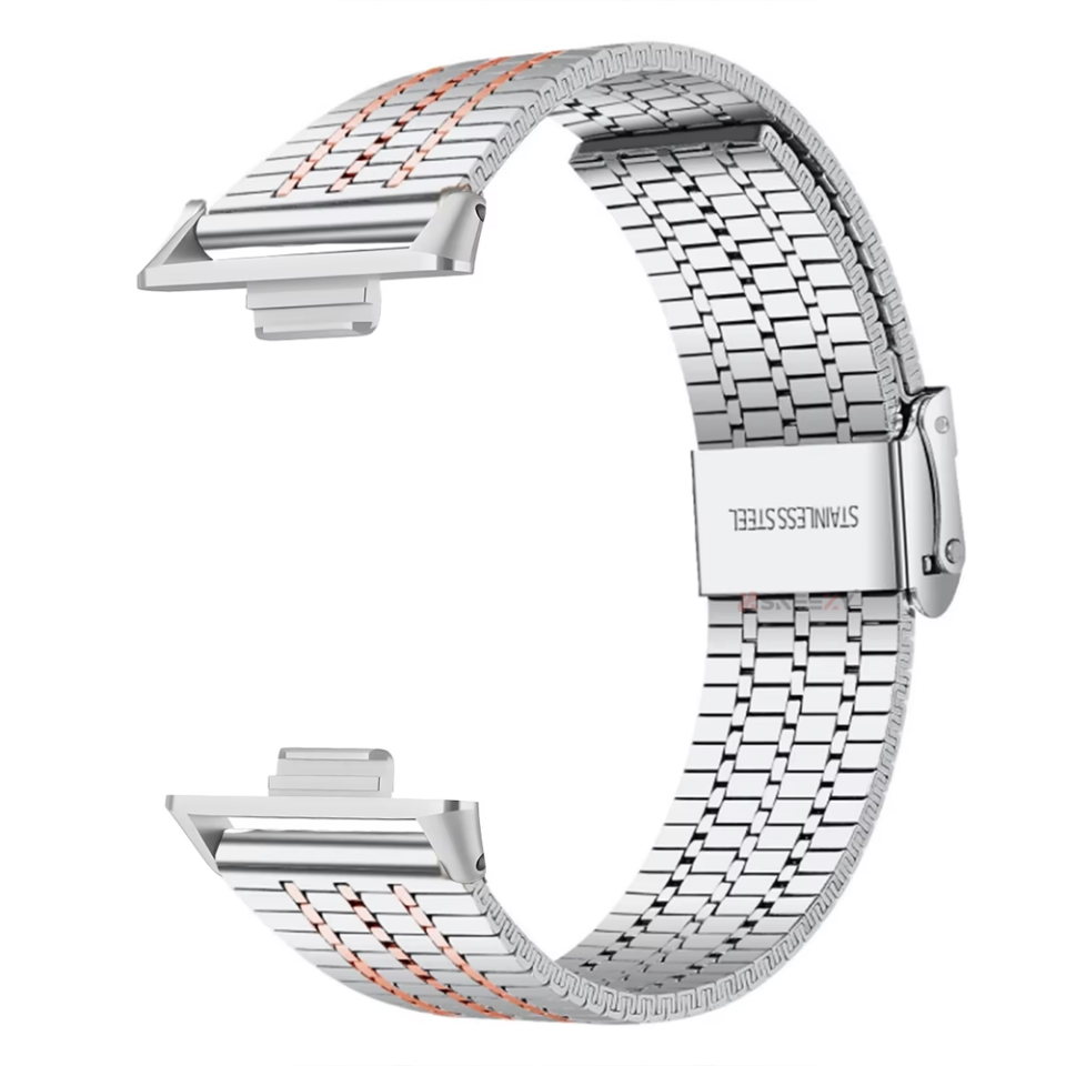 Huawei Watch Fit 3 İle Uyumlu Lux Correa Paslanmaz Metal Tokalı Kordon Açık Pembe