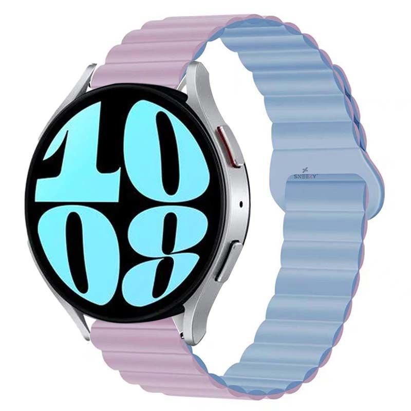 Samsung Galaxy Watch 6 – Classic 40-43-44-47mm Uyumlu 20mm Harmony Duo Magnetik Silikon Kordon Lila - Lila