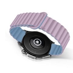 Samsung Galaxy Watch 6 – Classic 40-43-44-47mm Uyumlu 20mm Harmony Duo Magnetik Silikon Kordon Lila - Lila