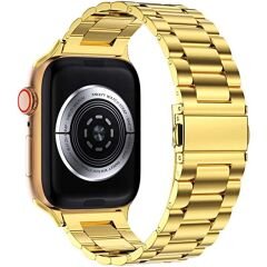 Apple Watch 42mm 44mm 45mm Watch Seri 3 4 5 6 7 Se Uyumlu Ironweft Döküm Çelik Metal Kordon Gold