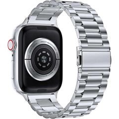 Apple Watch 42mm 44mm 45mm Watch Seri 3 4 5 6 7 Se Uyumlu Ironweft Döküm Çelik Metal Kordon Gümüş