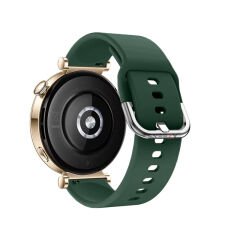 Huawei Watch GT5 41mm İle Uyumlu Yumuşak PureLux Soft Tokalı Silikon Kordon Koyu Yeşil