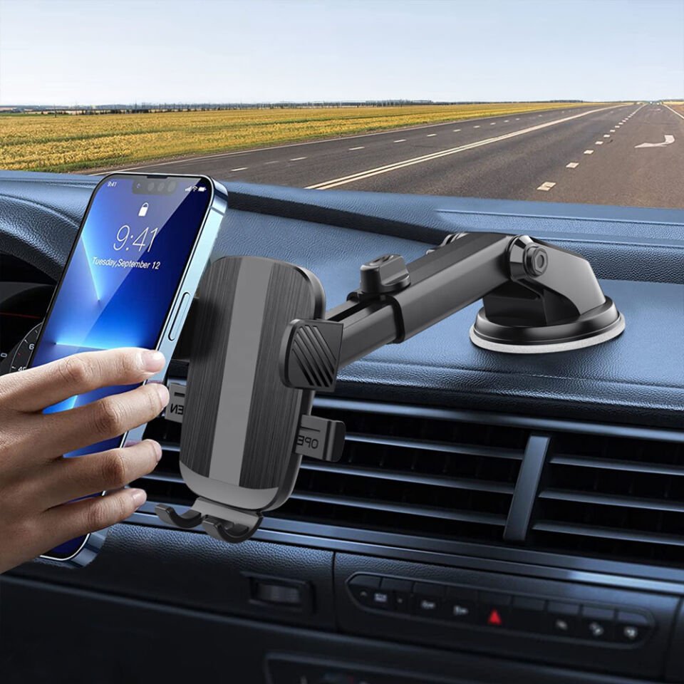 Araç İçi Telefon Tutucu Vantuzlu Teleskopik Kollu Dashboard ve Cam Uyumlu Ayarlanabilir Telefon Standı
