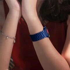 Apple Watch 42mm 44mm 45mm Watch Seri 3 4 5 6 7 Se Uyumlu Ironweft Döküm Çelik Metal Kordon Lacivert