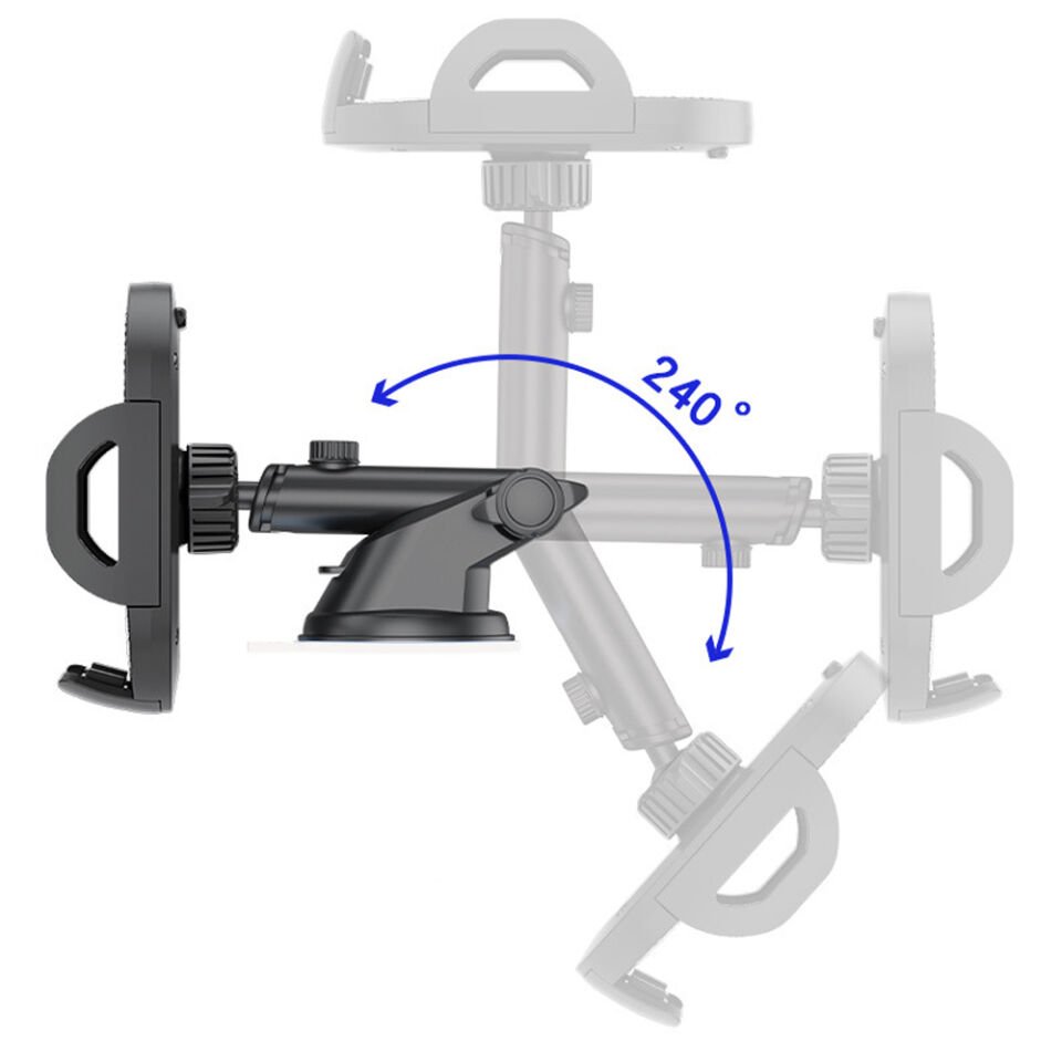 Araç İçi Telefon Tutucu Vantuzlu Teleskopik Kollu 360° Döner Cam ve Torpido Uyumlu Telefon Standı