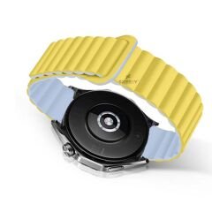 Samsung Galaxy Watch 6 – Classic 40-43-44-47mm Uyumlu 20mm Harmony Duo Magnetik Silikon Kordon Sarı - Sarı
