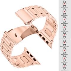 Apple Watch 42mm 44mm 45mm Watch Seri 3 4 5 6 7 Se Uyumlu Ironweft Döküm Çelik Metal Kordon Rose Gold