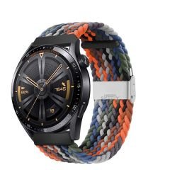 Huawei Watch GT3 Elite-Active 46mm-GT3 Pro-GT3 Se 22mm Uyumlu Metal Klips Solo Fiberlink Örgü Kordon Turuncu Siyah
