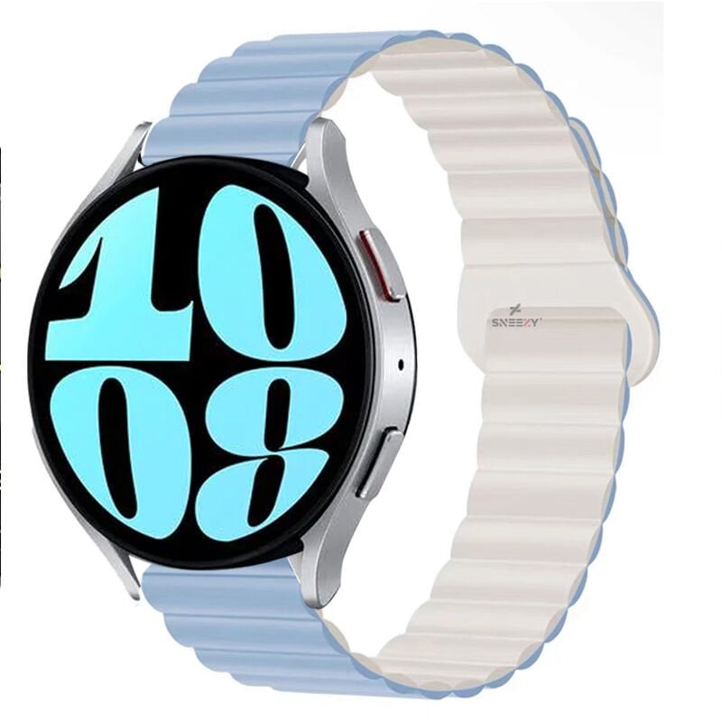 Samsung Galaxy Watch 6 – Classic 40-43-44-47mm Uyumlu 20mm Harmony Duo Magnetik Silikon Kordon Mavi - Mavi