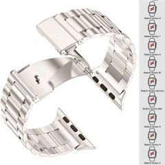 Apple Watch 42mm 44mm 45mm Watch Seri 3 4 5 6 7 Se Uyumlu Ironweft Döküm Çelik Metal Kordon Starlight