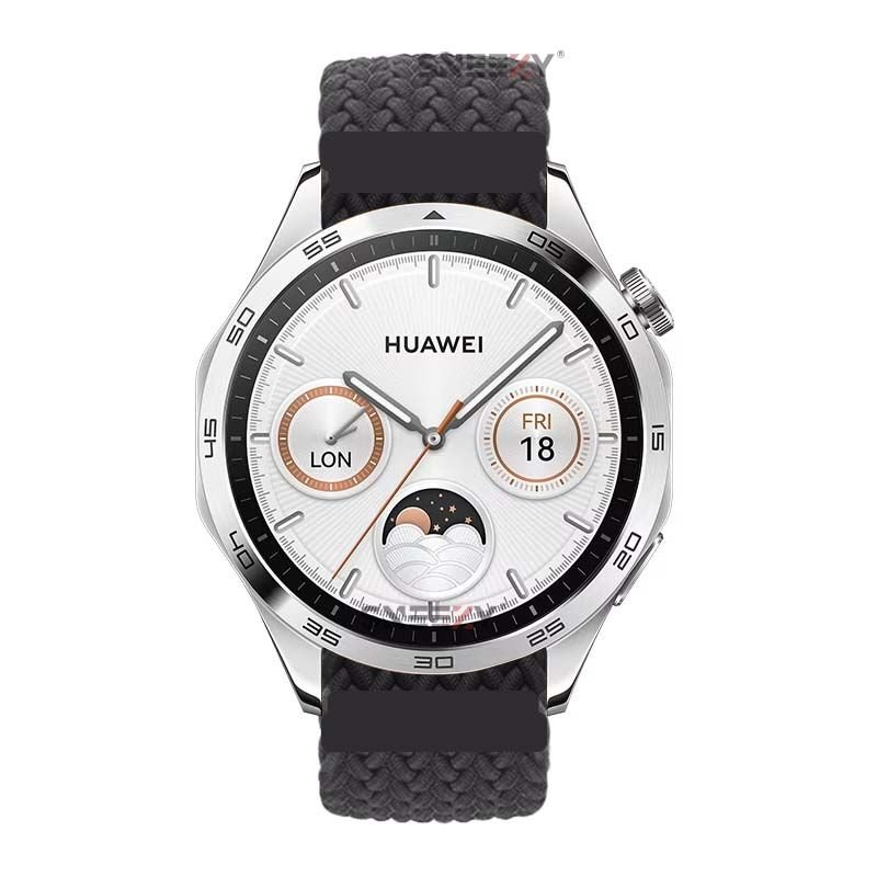 Huawei Watch GT2 Elite-Sport-Classic 46mm-GT2 Pro 22mm Uyumlu Metal Klips Solo Fiberlink Örgü Kordon Füme - Füme