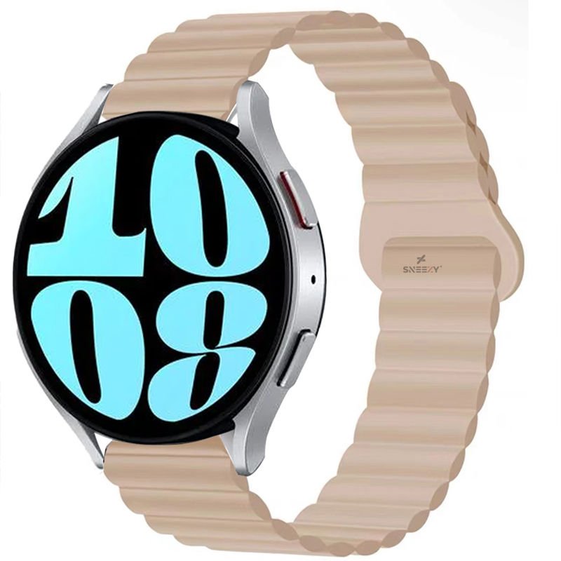 Samsung Galaxy Watch 6 – Classic 40-43-44-47mm Uyumlu 20mm Harmony Duo Magnetik Silikon Kordon Starlight - Starlight