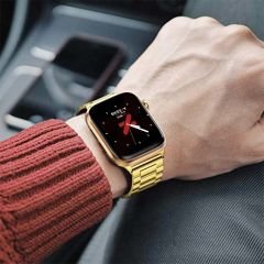 Apple Watch 38mm 40mm 41mm Watch Seri 3 4 5 6 7 Se Uyumlu Ironweft Döküm Çelik Metal Kordon Gold