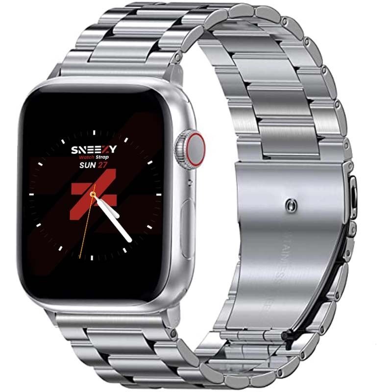 Apple Watch 38mm 40mm 41mm Watch Seri 3 4 5 6 7 Se Uyumlu Ironweft Döküm Çelik Metal Kordon Gümüş