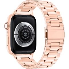 Apple Watch 38mm 40mm 41mm Watch Seri 3 4 5 6 7 Se Uyumlu Ironweft Döküm Çelik Metal Kordon Rose Gold