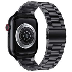Apple Watch 38mm 40mm 41mm Watch Seri 3 4 5 6 7 Se Uyumlu Ironweft Döküm Çelik Metal Kordon Siyah