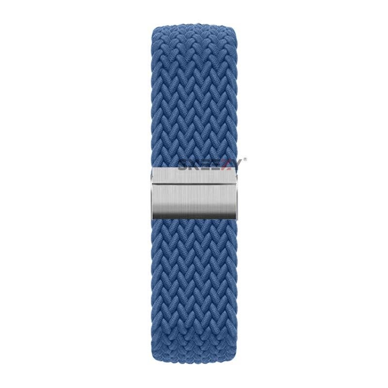 Huawei Watch GT2 Elite-Sport-Classic 46mm-GT2 Pro 22mm Uyumlu Metal Klips Solo Fiberlink Örgü Kordon Mavi - Mavi