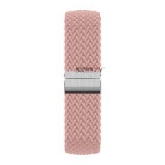 Huawei Watch GT2 Elite-Sport-Classic 46mm-GT2 Pro 22mm Uyumlu Metal Klips Solo Fiberlink Örgü Kordon Pembe - Pembe