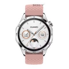 Huawei Watch GT2 Elite-Sport-Classic 46mm-GT2 Pro 22mm Uyumlu Metal Klips Solo Fiberlink Örgü Kordon Pembe - Pembe