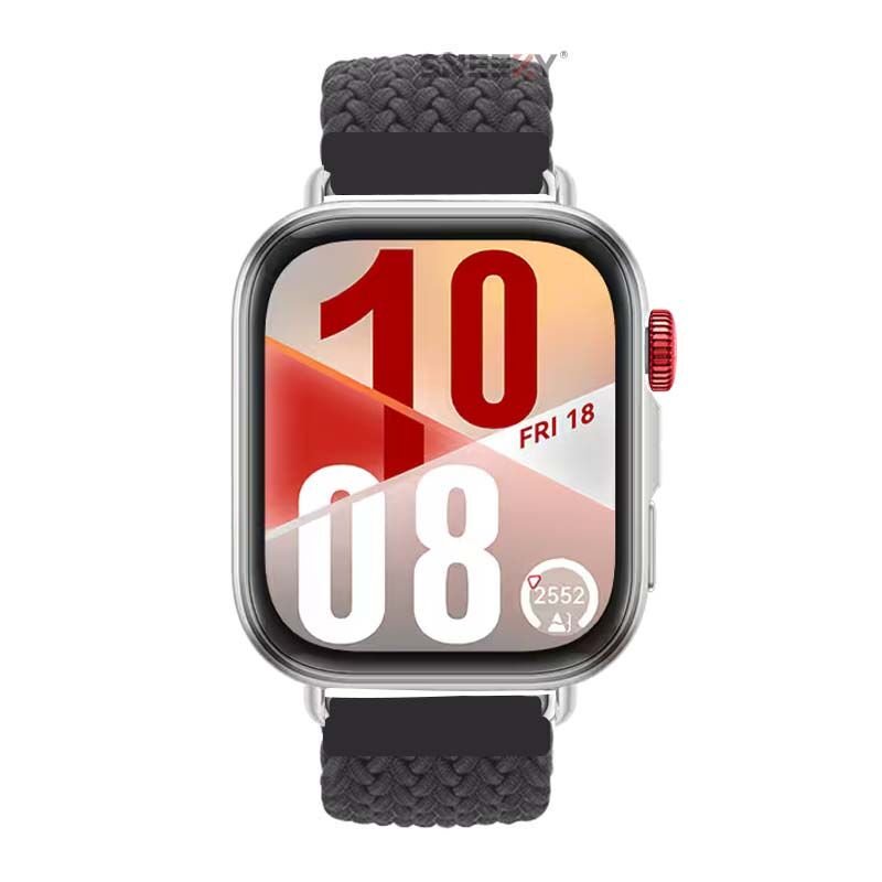 Huawei Watch Fit 4 Fit 4 Pro İle Uyumlu Metal Klipsli Solo Fiberlink Yumuşak Kumaş Örgü Kordon Füme