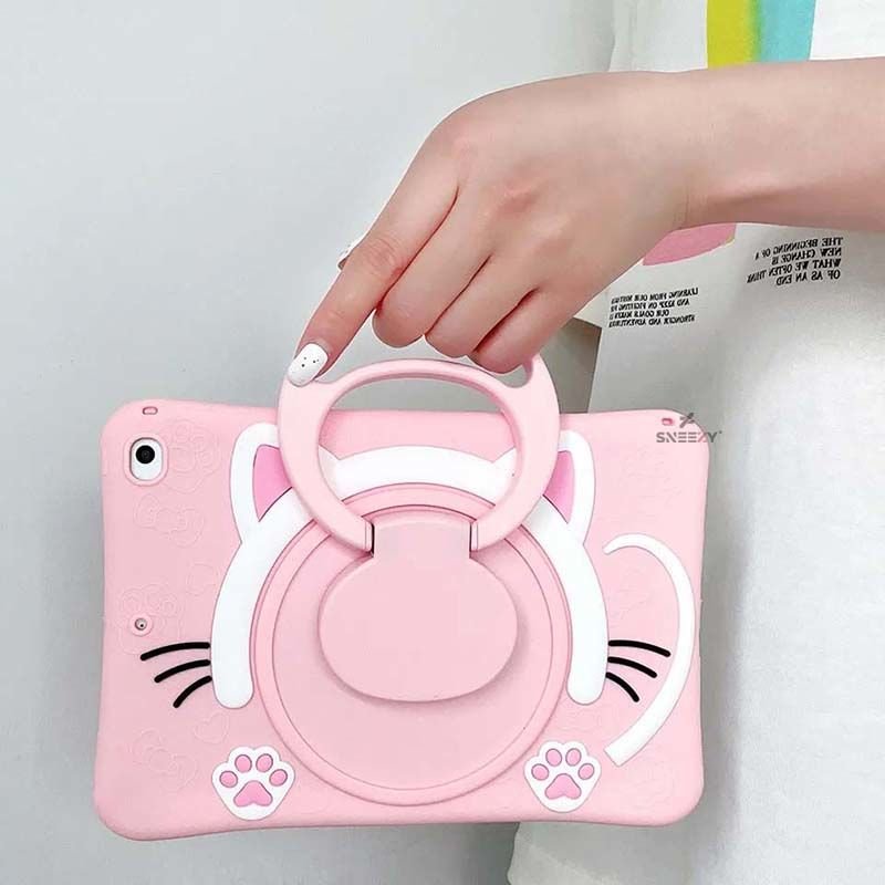 Sneezy Apple İpad Pro 11 inç 2345.Nesil ile Uyumlu KittyPaw Kids Çocuk Tablet Kılıfı Pembe - Pembe