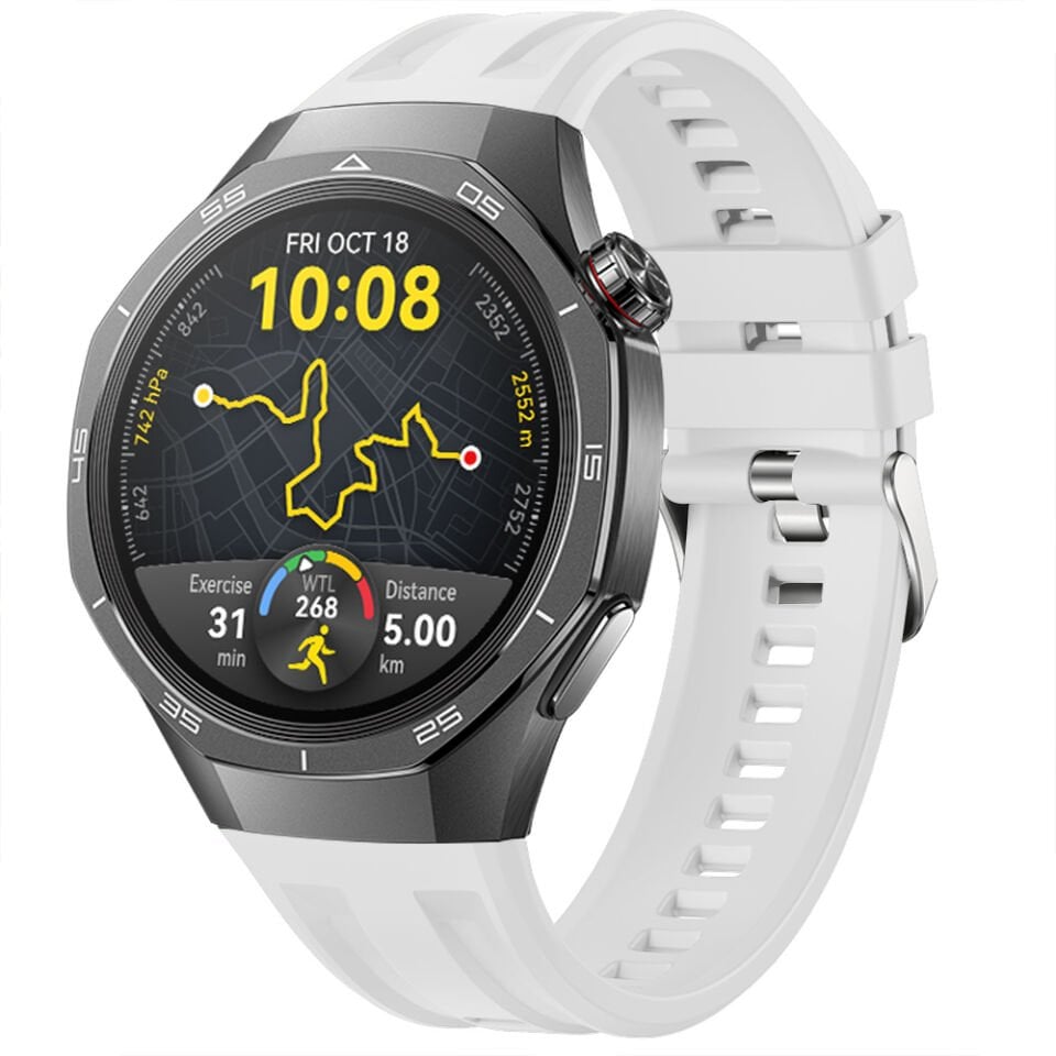 Sneezy Huawei Watch GT5 Pro 46mm İle Tam Uyumlu Spor Silikon Metal Tokalı Soft Saat Kordonu