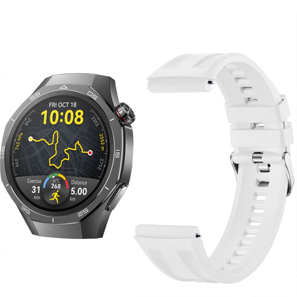 Sneezy Huawei Watch GT5 Pro 46mm İle Tam Uyumlu Spor Silikon Metal Tokalı Soft Saat Kordonu