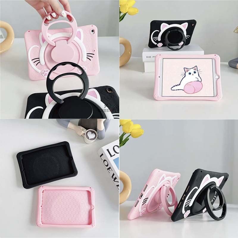 Sneezy Apple İpad Pro 11 inç 2345.Nesil ile Uyumlu KittyPaw Kids Çocuk Tablet Kılıfı Siyah - Siyah