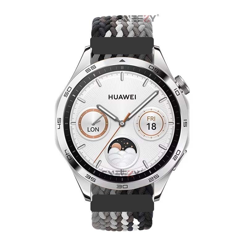 Huawei Watch GT2 Elite-Sport-Classic 46mm-GT2 Pro 22mm Uyumlu Metal Klips Solo Fiberlink Örgü Kordon Siyah Beyaz