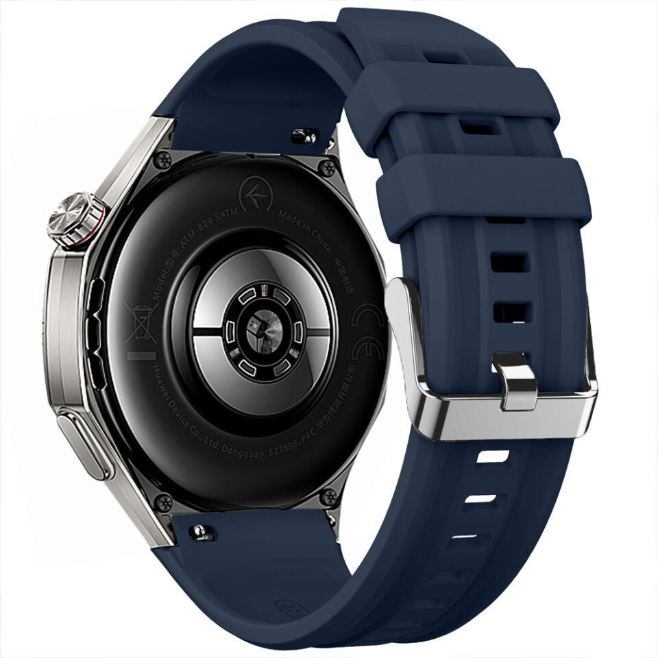 Sneezy Huawei Watch GT5 Pro 46mm İle Tam Uyumlu Spor Silikon Metal Tokalı Soft Saat Kordonu Lacivert