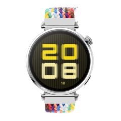 Sneezy Huawei Watch GT5 41mm İle Uyumlu FiberLink Manyetik Tokalı Kumaş Örgü Kordon Gökkuşağı