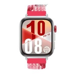 Huawei Watch Fit 4 Fit 4 Pro İle Uyumlu Metal Klipsli Solo Fiberlink Yumuşak Kumaş Örgü Kordon Kırmızı Beyaz