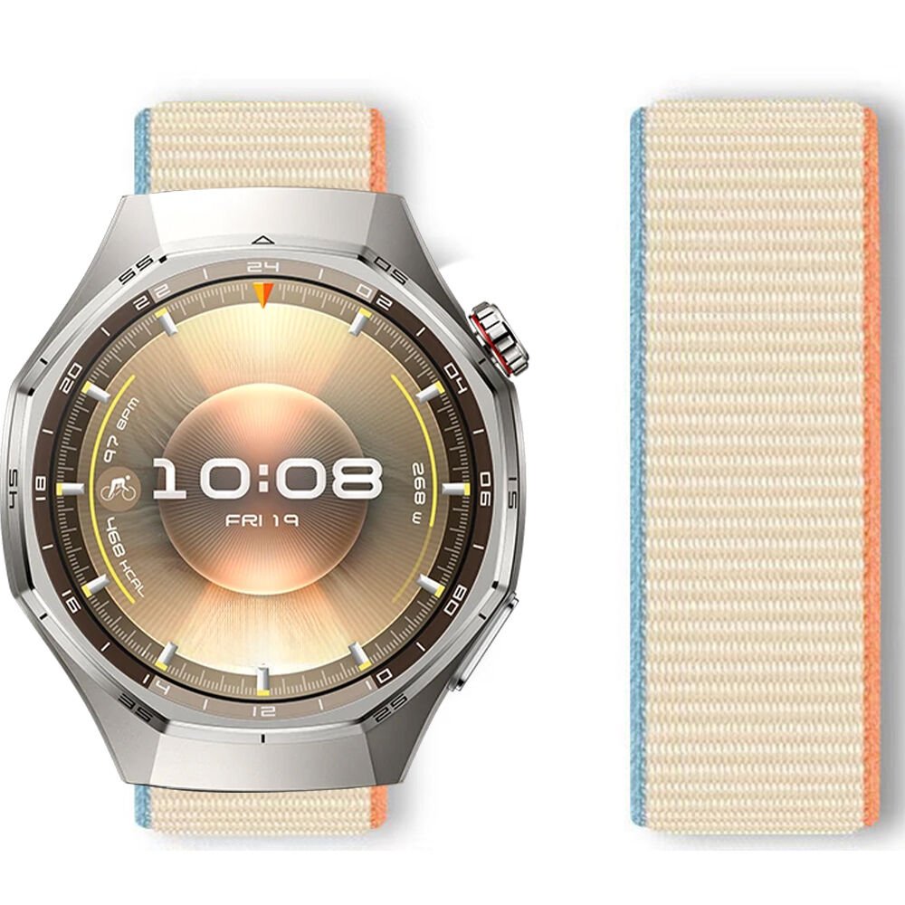 Huawei Watch GT6 Pro 46mm İle Uyumlu Ayarlanabilir Cırt Cırtlı Yumuşak Spor Kumaş Örgü Kordon