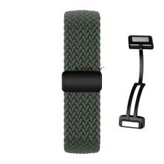 Sneezy Huawei Watch GT5 41mm İle Uyumlu FiberLink Manyetik Tokalı Kumaş Örgü Kordon Haki