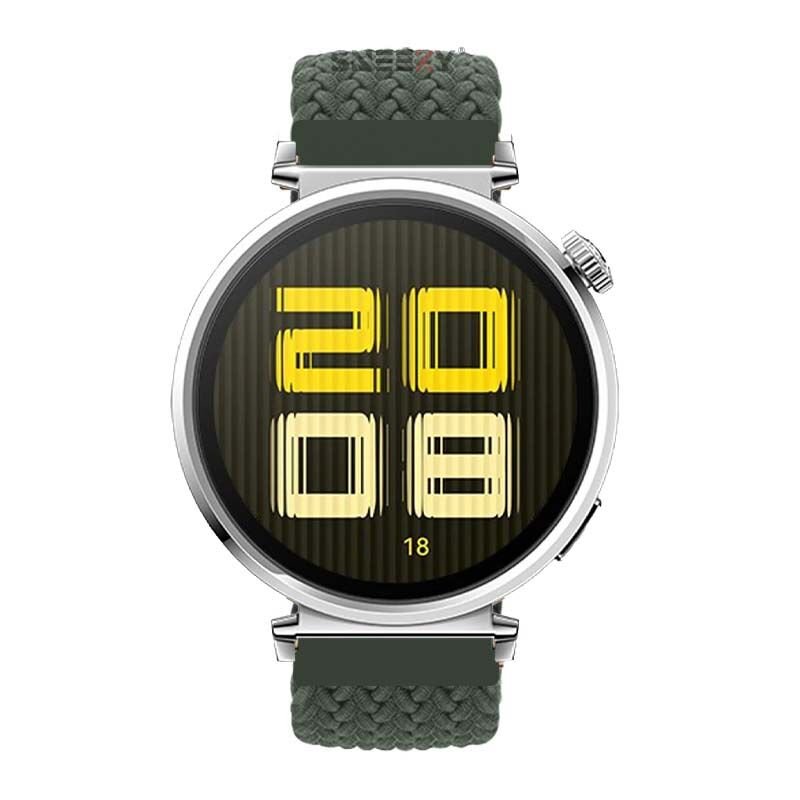 Sneezy Huawei Watch GT5 41mm İle Uyumlu FiberLink Manyetik Tokalı Kumaş Örgü Kordon Haki