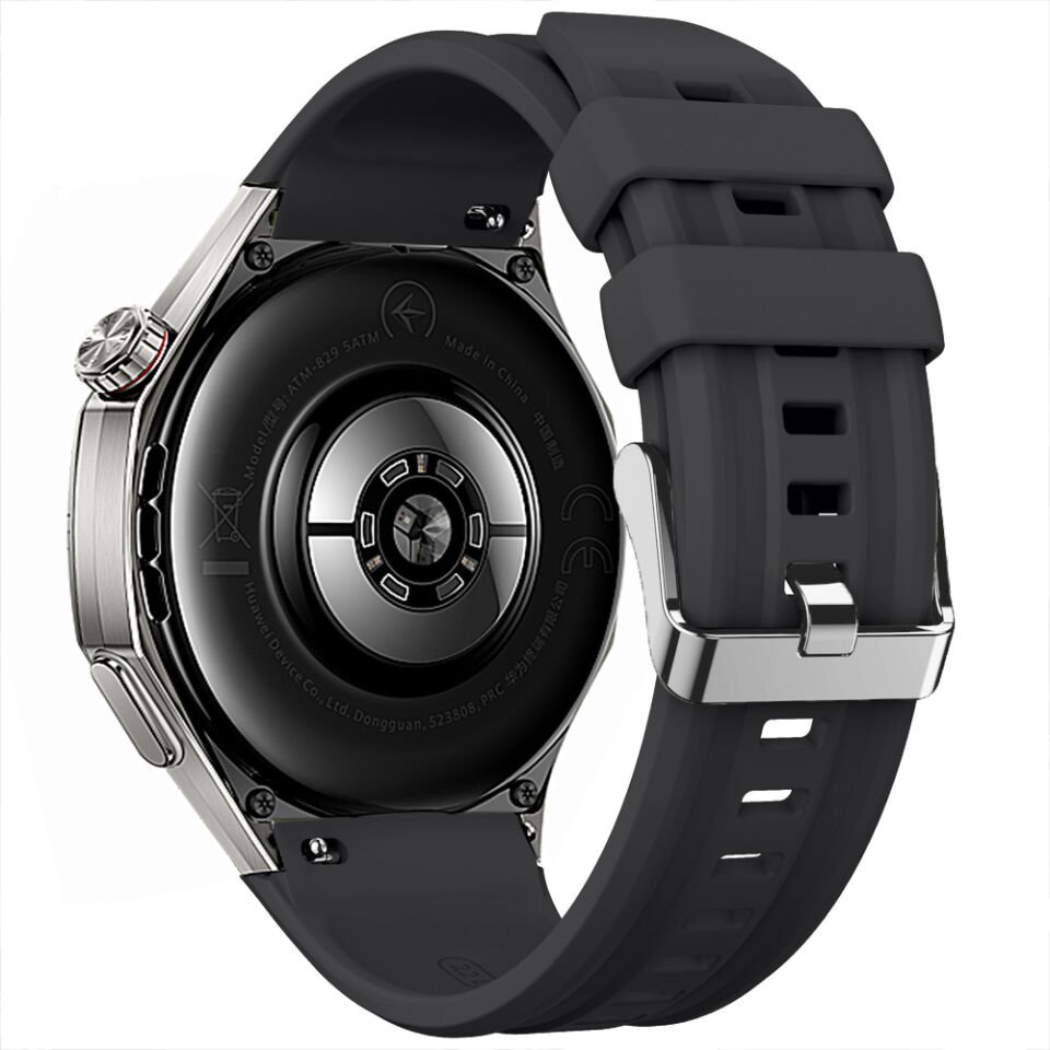 Sneezy Huawei Watch GT5 Pro 46mm İle Tam Uyumlu Spor Silikon Metal Tokalı Soft Saat Kordonu Siyah