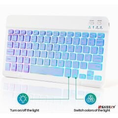 Samsung Tab A9 Plus 11 inç 2024 X210 Uyumlu RGB Işıklı Bluetooth & Wireless Türkçe Klavye Mouse Seti Lavanta - Lavanta