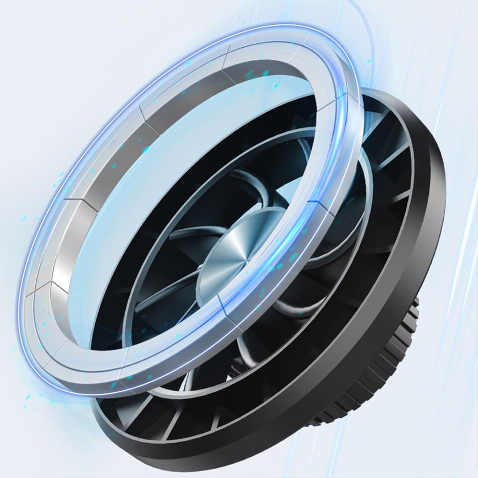 Araç İçi Manyetik Telefon Tutucu Havalandırma Izgarası Uyumlu 360° Döner Mini Fan Tasarımlı Telefon Standı