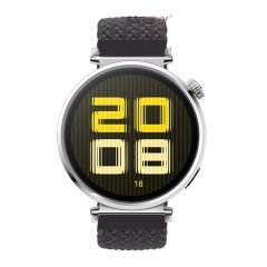 Sneezy Huawei Watch GT5 41mm İle Uyumlu FiberLink Manyetik Tokalı Kumaş Örgü Kordon Koyu Gri