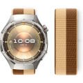 Huawei Watch GT6 Pro 46mm İle Uyumlu Ayarlanabilir Cırt Cırtlı Yumuşak Spor Kumaş Örgü Kordon Kahverengi