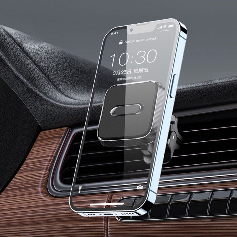 Araç İçi Manyetik Telefon Tutucu Havalandırma Izgarası Uyumlu 360° Döner Mıknatıslı Telefon Standı Kare Tasarım