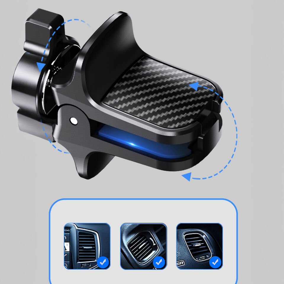 Araç İçi Manyetik Telefon Tutucu Havalandırma Izgarası Uyumlu 360° Döner Mıknatıslı Telefon Standı Kare Tasarım