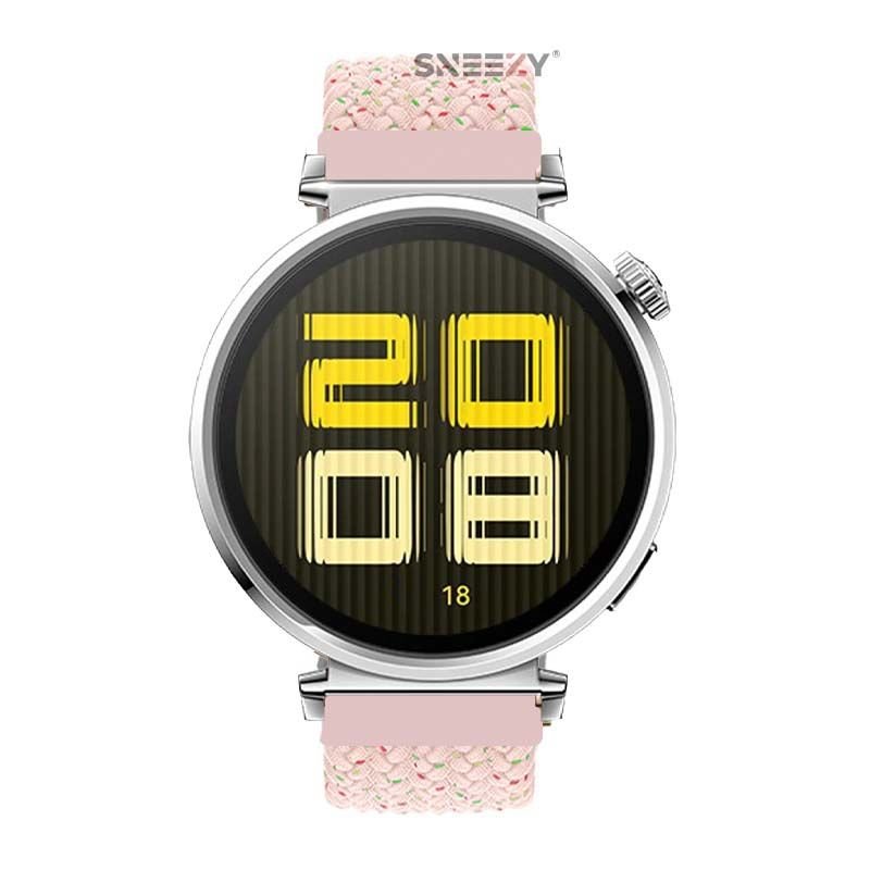 Sneezy Huawei Watch GT5 41mm İle Uyumlu FiberLink Manyetik Tokalı Kumaş Örgü Kordon Pudra