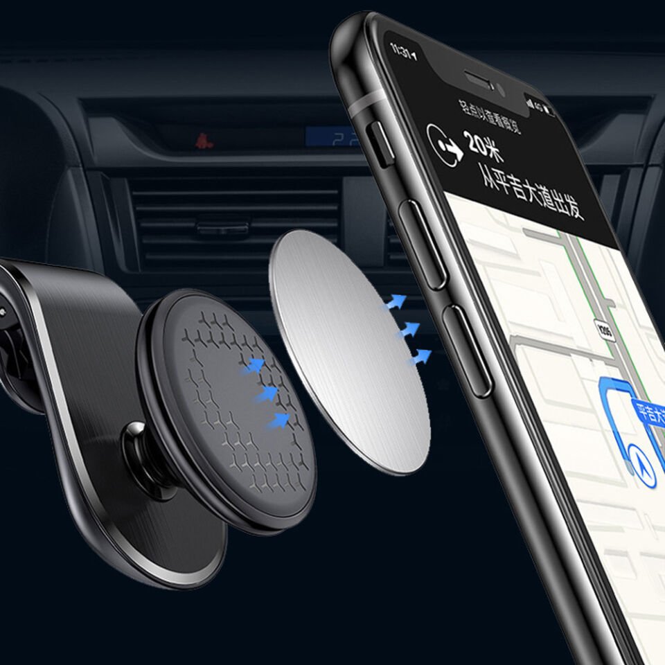 Araç İçi Manyetik Telefon Tutucu Kancalı Havalandırma Izgarası Uyumlu 360° Döner Mıknatıslı Telefon Standı