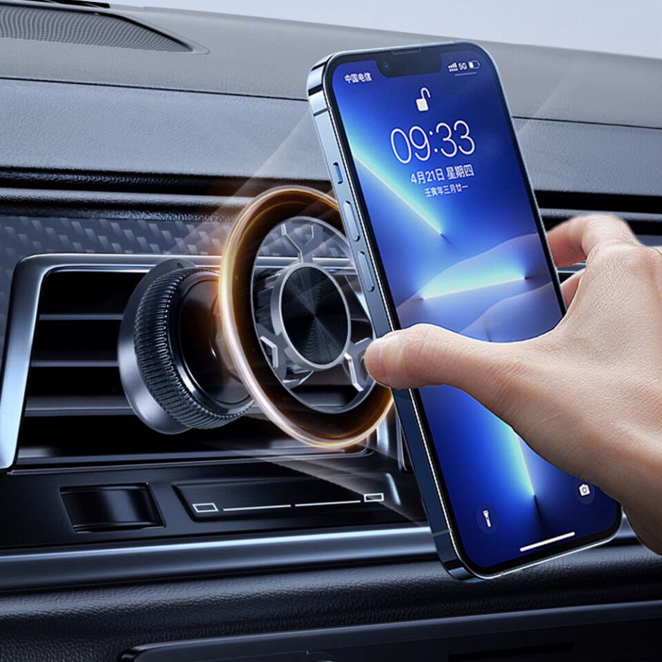 Araç İçi Manyetik Telefon Tutucu Kancalı Havalandırma Izgarası Uyumlu 360° Döner Mıknatıslı Telefon Standı