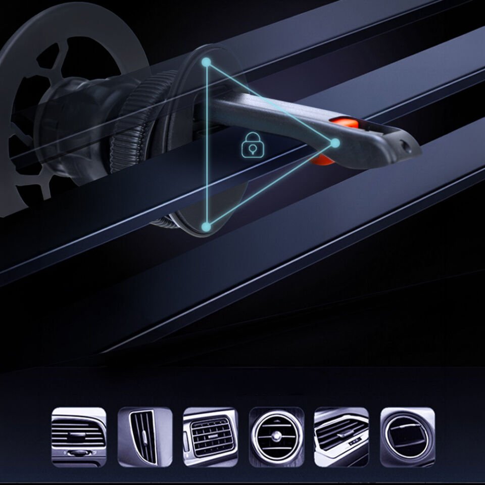 Araç İçi Manyetik Telefon Tutucu Kancalı Havalandırma Izgarası Uyumlu 360° Döner Mıknatıslı Telefon Standı