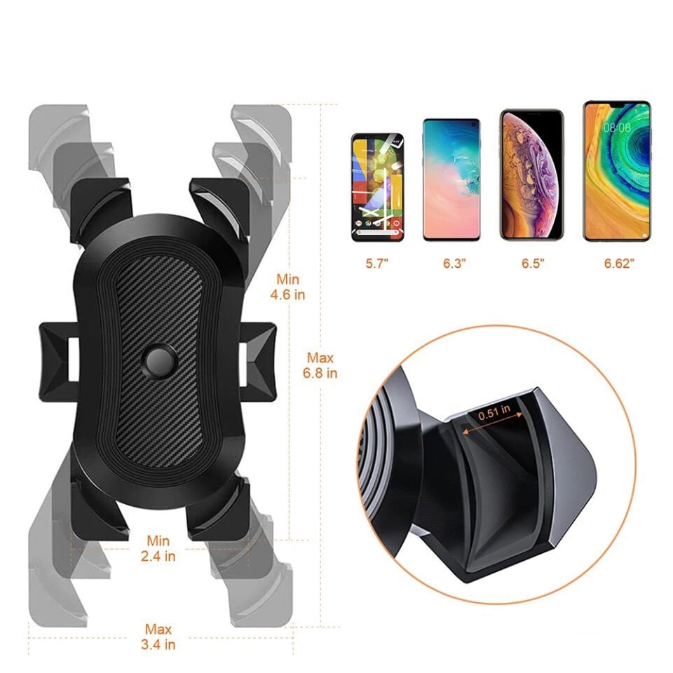 Bisiklet Motosiklet Telefon Tutucu Gidon Bağlantılı 360° Döner 4 Kollu Güvenli Telefon Standı